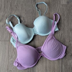 Thirdlove Bra Bundle 32C Purple And Blue Classic T Shirt And Uplift Plunge Bras